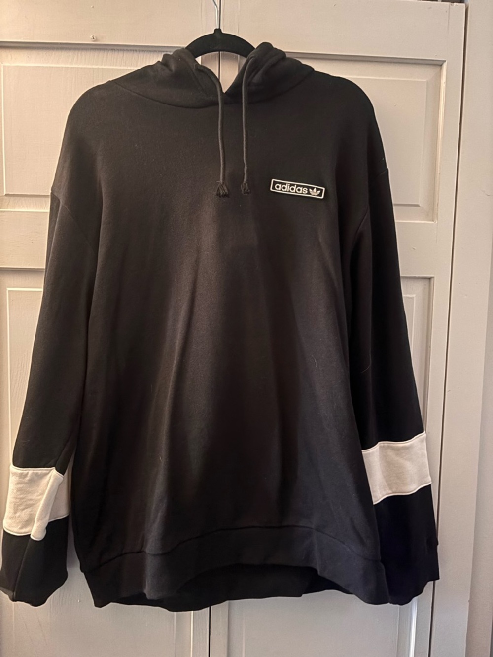 adidas “Girls are Awesome” Black Hoodie with White Sleeve Panels